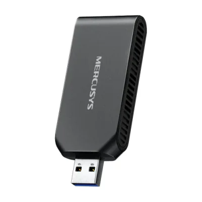 AX1800 Wi-Fi 6 USB Adapter SPEED: 574 Mbps at 2.4 GHz + 1201 Mbps at 5 GHz SPEC: Internal Antenna, USB 3.0 FEATURE: MU-MIMO, OFDMA, Beamforming, WPA3