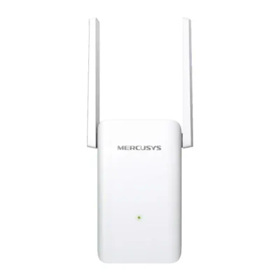 AX3000 Wi-Fi Range Extender SPEED: 574 Mbps at 2.4 GHz + 2402 Mbps at 5 GHz SPEC: 2× Fixed External Antennas, 1× Gigabit Port, Wall Plugged, 1024 QAM, OFDMA FEATURE: MERCUSYS APP, WPS/Reset Button, Signal Indicator, Range Extender/Access Point mode, 