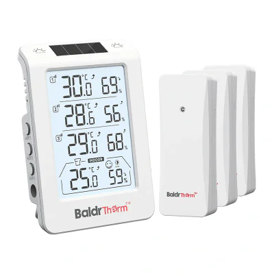 BALDRTHERM B0598 Termohigrometru cu 3 canale și iluminare automată a afișajului