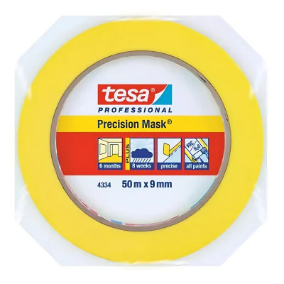 Bandă de mascare TESA PRECISION-MASK/50X9/YW, 50 m, lățime 9 mm