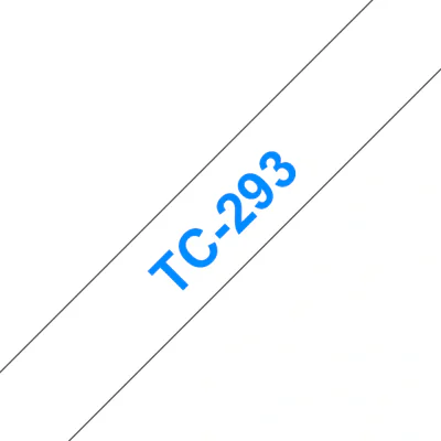 Banda laminata Original Brother Blue on White, TC293, pentru E105|E110|H100|H101|H105|H110|H111|P300|128|200|1000|1010|1090|1100|1120|1130|1160|1170|1180|1190|1200|1230|1280|1290|6100|7100|ST1150, 9mm, incl.TV 0 RON, "TC293"