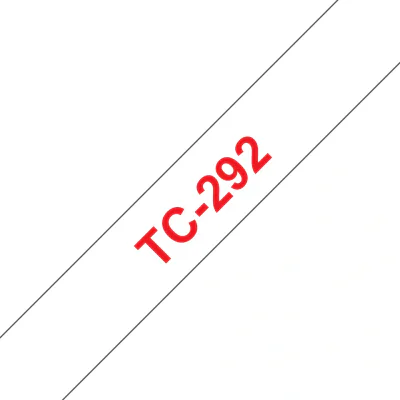 Banda laminata Original Brother Red on White, TC292, pentru E105|E110|H100|H101|H105|H110|H111|P300|128|200|1000|1010|1090|1100|1120|1130|1160|1170|1180|1190|1200|1230|1280|1290|6100|7100|ST1150, 9mm, incl.TV 0 RON, "TC292"