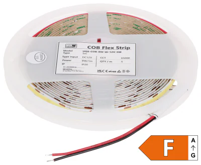 Bandă LED COB MW Lighting LED-COB-12V/8W-CW/5M, 12 V, 8 W, 5 m, 6500 K