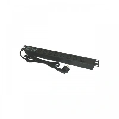 Bara alimentare aluminiu / PDU, 19 inch, 8 prize C13, protectie la supratensiune, 16A, 3500W, 3x1.5, 2m - EMTEX "PDU8C13P"