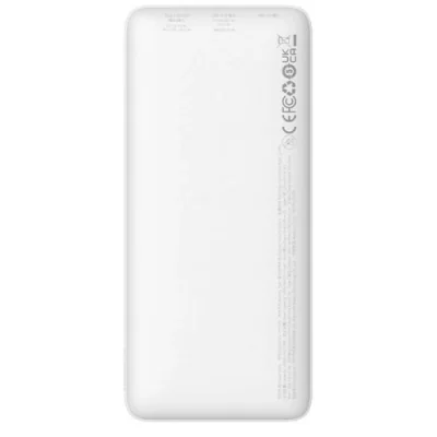 Baterie externa Baseus Airpow, 10000mAh, 20W, 1 x USB; 1 x USB Type-C input/output, total 3A, include cablu USB la USB Type-C de 30cm, alb,