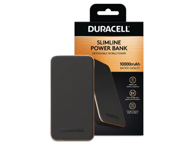 Baterie externa Duracell Charge Plus 10000mAh, 2 porturi USB, 143.5x75x16.5mm, negru