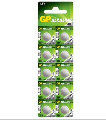 Baterie GP Batteries, butoni (AG12/LR43) 1.5V alcalina, blister 10 buc. "GP186F-2C10" "GPPBA186F004" - 645265