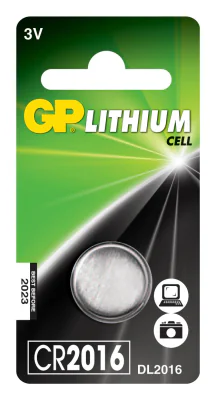 Baterie GP Batteries, butoni (CR2016) 3V lithium, blister 1 buc. "GPCR2016-2CPU1" "GPPBL2016140"