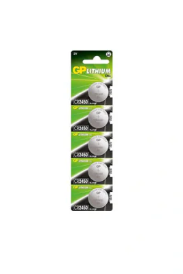 Baterie GP Batteries, butoni (CR2450) 3V lithium, blister 5 buc. " GPCR2450-2CPU5" "GPPBL2450054"