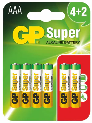 Baterie GP Batteries, Super Alcalina AAA (LR03) 1.5V alcalina, blister 6 buc. "GP24A4/2-2UE6" "GPPCA24AS065" - 333586