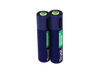 Baterii reincarcabile AAA Trust, incarcate prin USB-C, putere intrare 1.2W, pachet de 2 bucati.