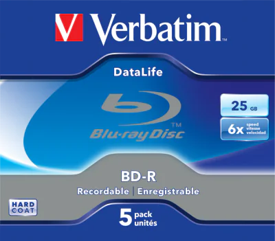 BD-R SL VERBATIM 25GB, viteza 6x, 5 buc, Jewel Case, "43836"