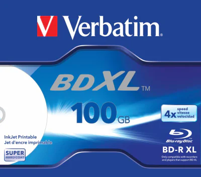 BD-R XL VERBATIM 100GB, viteza 4x, 5 buc, Jewel case, "Wide Inkjet Printable" "43789"