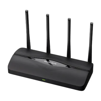 BE3600 Dual-Band Wi-Fi 7 Router SPEED:688 Mbps at 2.4GHz +2880 Mbps at 5GHz SPEC:4× Fixed Omni-Directional Antennas, 1× 2.5 Gbps WAN Port + 1× 2.5 Gbps LAN Port + 2× 1 Gbps LAN Ports, MLO, 4096-QAM, EHT160 on 5GHz FEATURE: MERCUSYS App, Router/AP Mod