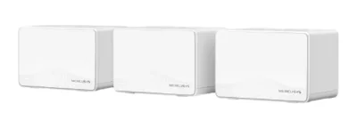 BE3600 Whole Home Mesh Wi-Fi 7 System SPEED: 688 Mbps at 2.4 GHz + 2880 Mbps at 5 GHz SPEC: Internal Antennas, 3× Gigabit Ports per Unit (WAN/LAN auto- sensing), MLO, 4096-QAM, OFDMA, EHT160 on 5GHz FEATURE: MERCUSYS APP, Router/AP Mode, One Unified 