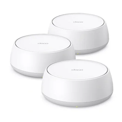 BE3600 Whole Home Mesh Wi-Fi 7 System SPEED: 688 Mbps at 2.4 GHz + 2882 Mbps at 5 GHz SPEC: Internal Antennas, 2 × 1 Gigabit Ports (WAN/LAN auto-sensing), 160MHz for 5 GHz, 4-Stream FEATURE: Deco App, Router/AP Mode, IPv6, IPTV, HomeShield (Parental 