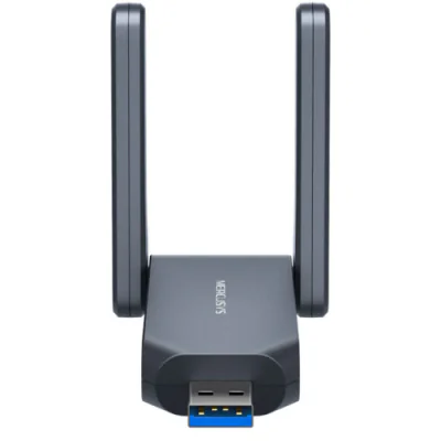 BE6500 High Gain Wi-Fi 7 USB Adapter SPEED: 688 Mbps at 2.4 GHz + 2882 Mbps at 5 GHz + 2882 Mbps at 6 GHz SPEC: 2× High Gain External Antenna, USB 3.0, 4096-QAM FEATURE: Wi-Fi 7, MU-MIMO, OFDMA, Beamforming, WPA3