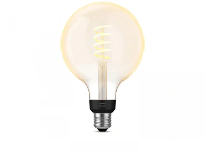 Bec LED inteligent vintage (decorativ) Philips Hue Filament Glob G125 ,Bluetooth, E27, 7W (40W), 550 lm, lumina alba (2200-4500K)