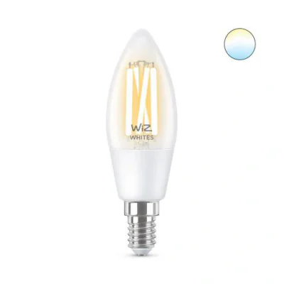Bec LED inteligent vintage (decorativ) WiZ Connected Filament Clear C35 ,Wi-Fi, E14, 4.9W (40W), 470 lm, lumina alba (2700-6500K), compatibilGoogle Assistant/Alexa/Siri