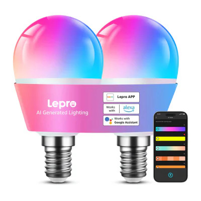 Bec LED LEPRO BP1-2 E14 cu Bluetooth și Wi-Fi, 470 lm, pachet de 2 bucăți