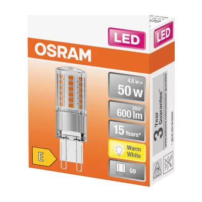 Bec LED Osram PIN, G9, 4.8W (50W), 600 lm, lumina calda (2700K)