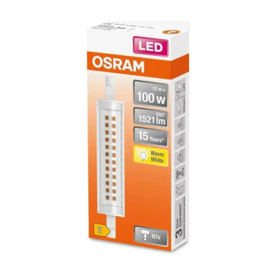 Bec LED Osram SLIM LINE, R7s, 12W (100W), 1521 lm, lumina calda (2700K) ,118mm, Ø20mm