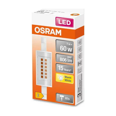 Bec LED Osram SLIM LINE, R7s, 7W (60W), 806 lm, lumina calda (2700K) ,78mm, Ø20mm