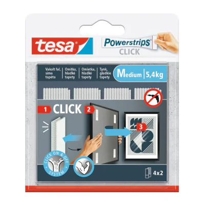 Benzi de montaj autoadezive TESA POWERSTRIPS-CLICK/MEDIUM, sarcină max. 1,5 kg