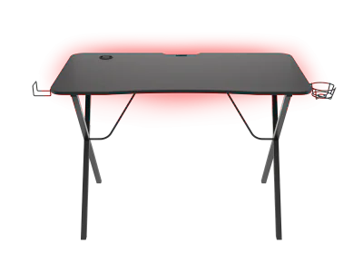 Birou gaming Genesis Holm 200, material MDF, greutate maxima suportata 55kg, 3 x porturi USB 3.0, iluminare RGB, management cabluri, ,negru