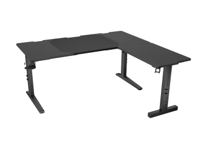 Birou gaming Genesis Holm Modular 160, material metal MDF, reglabil pe inaltime 70 - 90 cm, iluminare RGB, management cabluri, negru