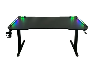 BIROU GAMING Spacer, dimensiuni 1400 x 600 x 18 mm, blat MDF invelit in fibra de carbon, suport casti, suport cana/pahar, picioare reglabile manual, RGB, telecomanda wireless 46501472 "SPGD-RGB-140-01"