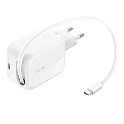BOOSTCHARGE PRO 45 W DUAL GAN-L/ERT MIT EINZIEHBAREM KABEL WEI