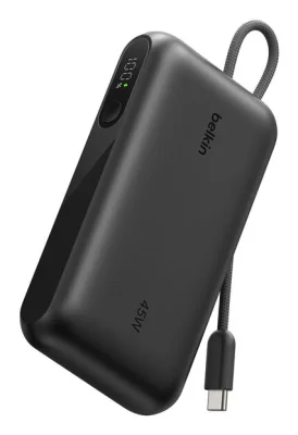 BOOSTCHARGE PWRBANK W/ DISPLAY/BLACK / 10000MAH W/ USB-C CABLE