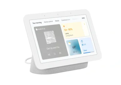 Boxa inteligenta Google Nest Hub (2nd Gen), 7" touchscreen, Wi-Fi, Bluetooth, 3 Microfoane, Alb
