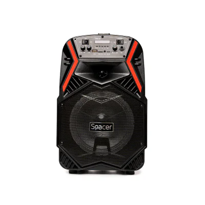 BOXA SPACER portabila bluetooth COUGAR, tip troler, RMS: 35W, 8" woofer, acumulator 3.7V,1800 mAh, input : AUX audio, radio FM, guitar, USB/microSD, remote control, wireless microphone, black, "SPB-H8-BT" 43501597