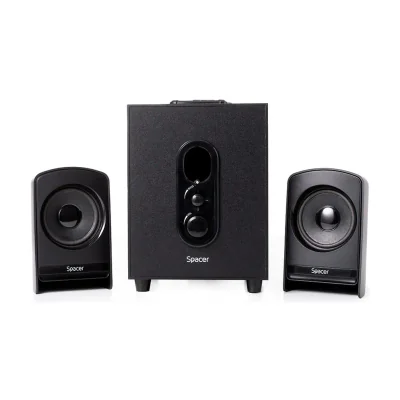Boxe Spacer 2.1, 20W RMS (2 x 5W + 10W), alimentare 220V, conectori Bluetooth, USB, Jack 3.5mm, Radio FM, RCA, negru