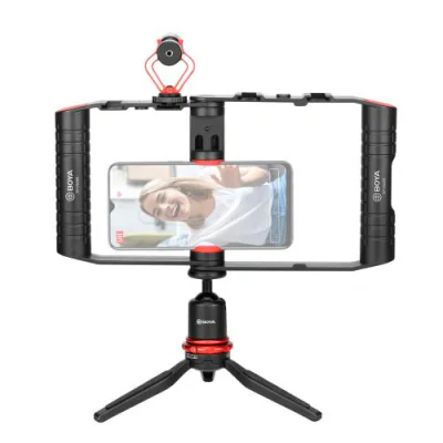 Boya Vlogger Kit Cu Microfon BY-MM1, Mini Trepied + Holder, pentru Smartphone "BY-VG380"