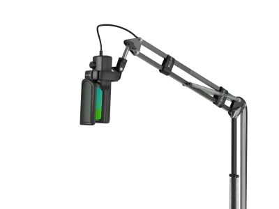 Brat cu microfon Genesis Radium 251, tip Condenser, model cardioid, suport fix, conectivitate USB-C, raspuns in frecventa 50 - 16.000 Hz, sensibilitate 40 dB, lungime cablu 200 cm, negru