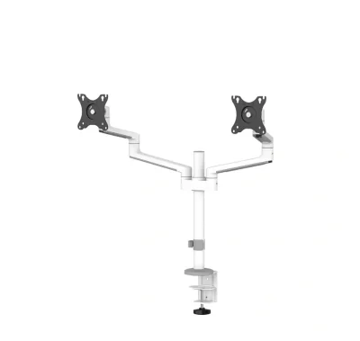 Brat dublu monitor Neomounts DS60-425WH2; pentru display-uri cu diagonale 17"-27", sistem de prindere VESA 75x75~100x100, greutate maxima suportata 8 - per ecrankg, tilt +90°, -30°, swivel +90°, -90°, rotate +360°, distanta fata de perete 128-460mm; 