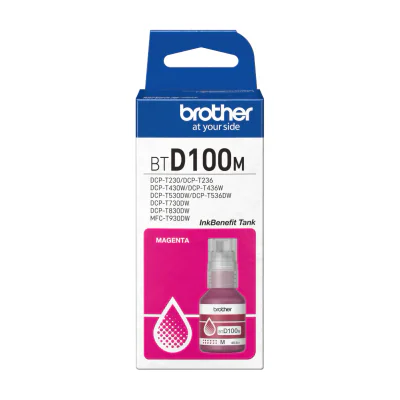 Brother BTD100M, Original, Magenta, Brother, MFC-T930DW, DCP-T830DW, DCP-T730DW, DCP-T530DW, DCP-T430W, DCP-T230, 5000 pages, 48.8 ml