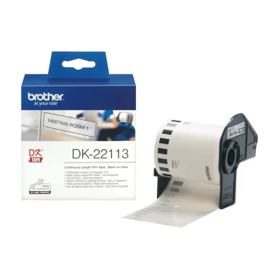 Brother Clear Continuous Film Tape, Black on transparent, DK, Transparent, Direct thermal, China, 5 year(s)