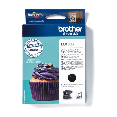 Brother LC123BK, Black, Pigment-based ink, 1 pc(s), 600 pages, Single pack