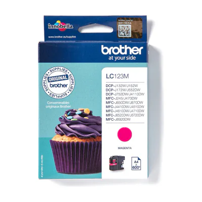 Brother LC123M, Magenta, Pigment-based ink, 1 pc(s), 600 pages, Single pack