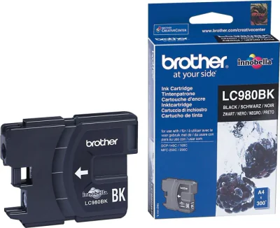 Brother LC980BK, Black, Pigment-based ink, 1 pc(s), 300 pages, Single pack