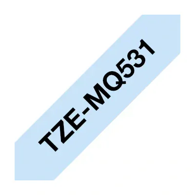 Brother TZEMQ531, Black on blue, TZe, Grey, Thermal transfer, China, Gloss