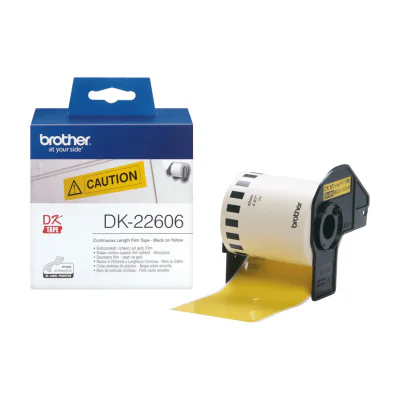Brother Yellow Continuous Film Tape, Black on yellow, DK, Black, Yellow, Direct thermal, China, 5 year(s)