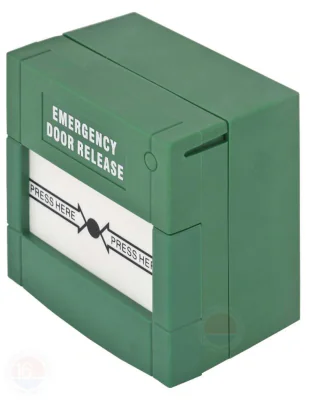Buton aplicabil din plastic pentru iesire de urgenta; Material: plastic, culoare verde;