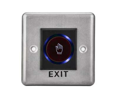 Buton de iesire cu infrarosu, incastrabil, ND-EB15-1; Iesirecontact:NO/NC; Icon: hand; LED stare Bi-color: albastru- verde;Distanta actionare: 5-15cm; Dimensiuni: (L x W x H)86 x 86 x 25mm;
