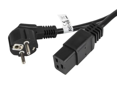 Cablu alimentare Lanberg CEE 7/7 - IEC 320 C19, 1,8 metri, 16A, VDE, negru, conector unghiular