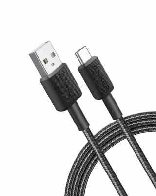 Cablu alimentare si date Anker, USB-A (T) la USB Type-C (T), 1.8m rata transfer 480 Mbps, invelis nylon, braided, negru